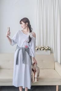 Aesthetic Dress 隨性慵懶雙帶單肩T恤裙/ DS9963