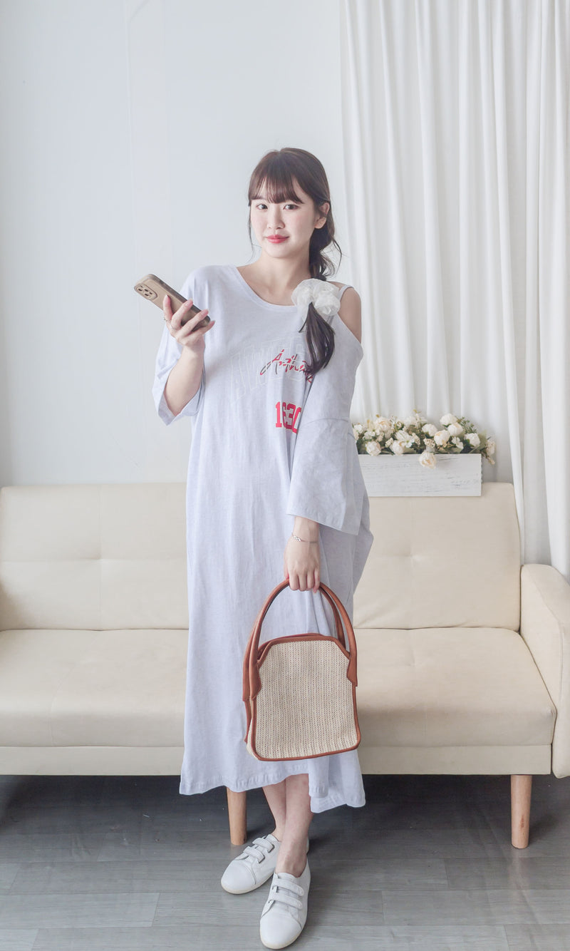 Aesthetic Dress 隨性慵懶雙帶單肩T恤裙/ DS9963