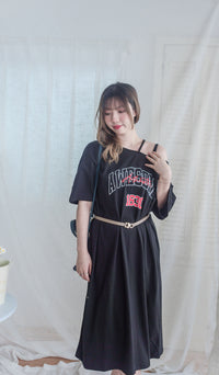Aesthetic Dress 隨性慵懶雙帶單肩T恤裙/ DS9963