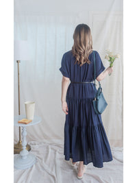 [ 限時重開訂購🕣 ]（連腰帶) Sophisticated Dress 深藍口袋襯衫連身裙/ DS9966