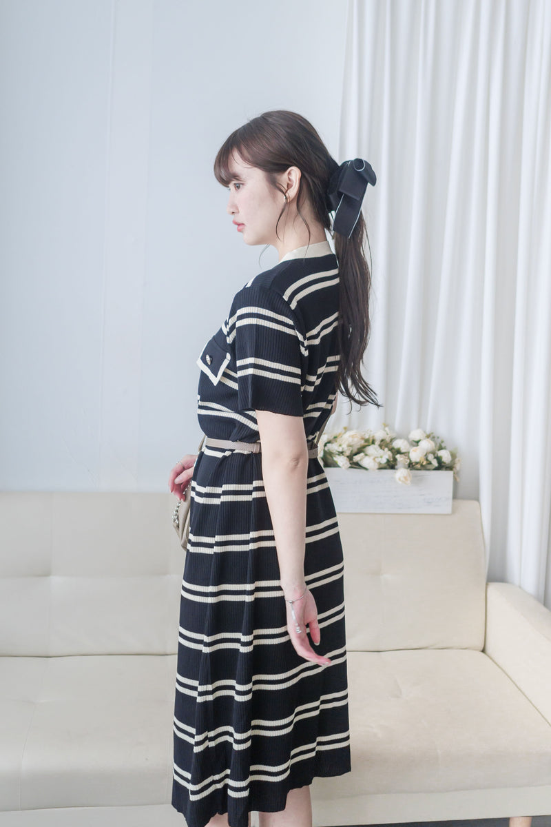 French Knit Dress 法式漫遊針織V領連身裙/ DS9967