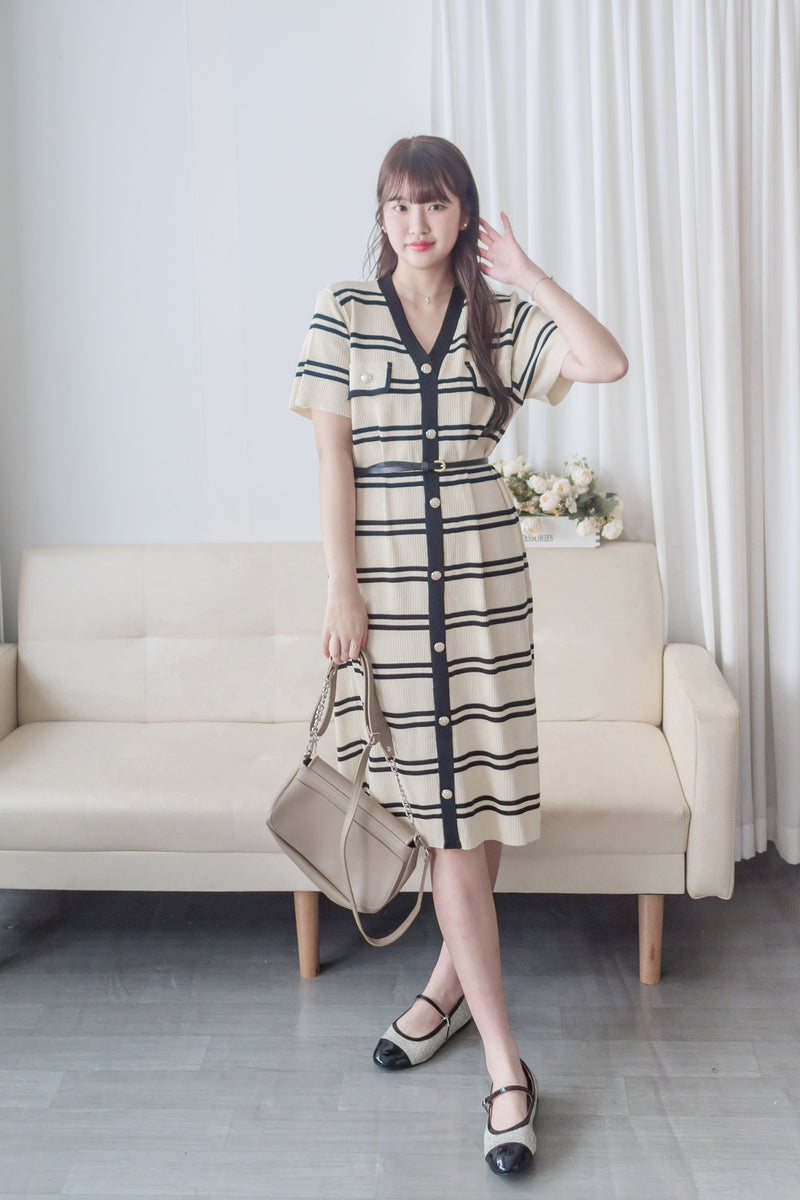 French Knit Dress 法式漫遊針織V領連身裙/ DS9967