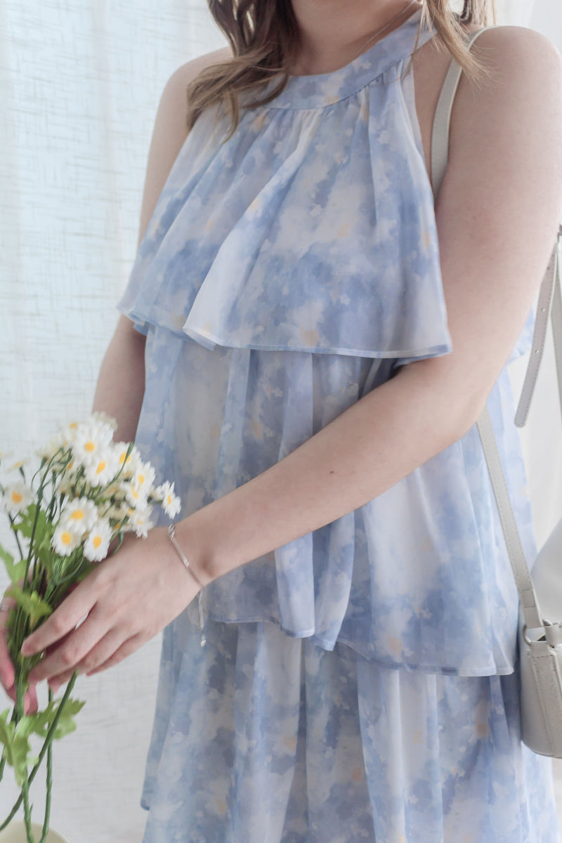 Marble Cloud Dress 水彩雪紡雲朵層次連身裙/ DS9968