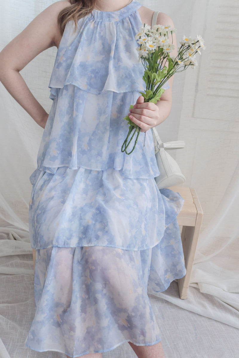 Marble Cloud Dress 水彩雪紡雲朵層次連身裙/ DS9968