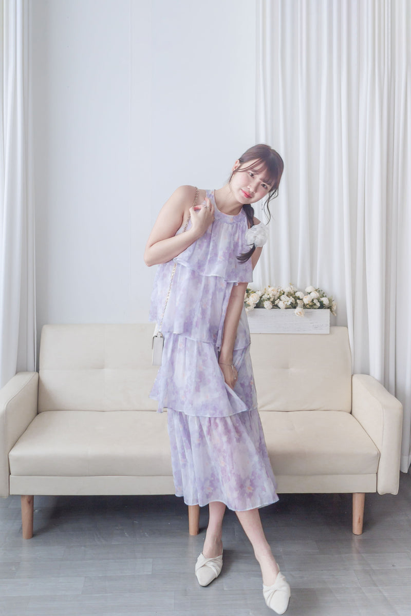 Marble Cloud Dress 水彩雪紡雲朵層次連身裙/ DS9968