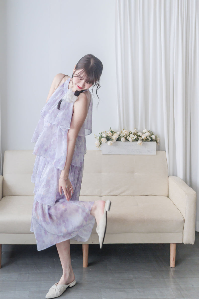 Marble Cloud Dress 水彩雪紡雲朵層次連身裙/ DS9968