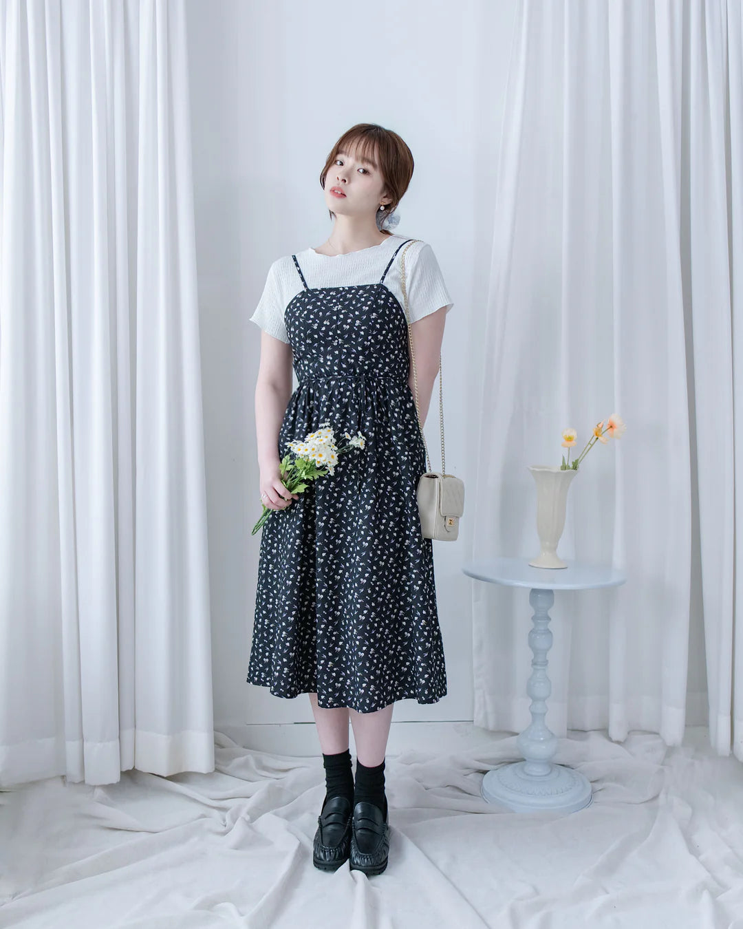 [intent label/intent製]  Waterfloral  Dress 輕盈防皺後彈性橡筋水彩印花連身裙(肩帶可調) / DSA8001