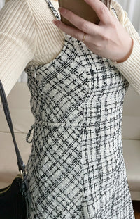 Tweed Dress 混閃十字線合身後橡筋膝上連身裙/ DS9788 (black sold out)