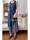 Frill Dress 入膊方領雙層裙擺口袋無袖連身裙/ DS9845