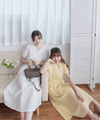 （intent x Korea 獨家款) Square Dot 點點小方格修腰隨性口袋連身長裙, Dress/ DS9229 （yellow sold out)