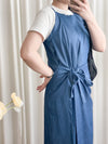 Denim, Dress 牛仔色微入肩寬鬆包式修腰連身裙/ DS9639