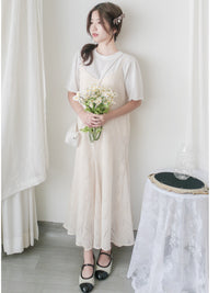 （高質布料款式) 通花菱格PATTERN精緻肩帶傘魚尾吊帶裙/ DS9656