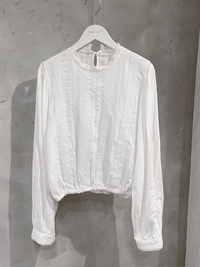 Lace Blouse 通花花邊直條紋橡筋衣尾上衣/ BU9083