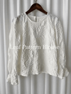 （intent x Korea 獨家款) Leaf Pattern Blouse 葉形紋理花邊手袖彈性上衣/ TP9124