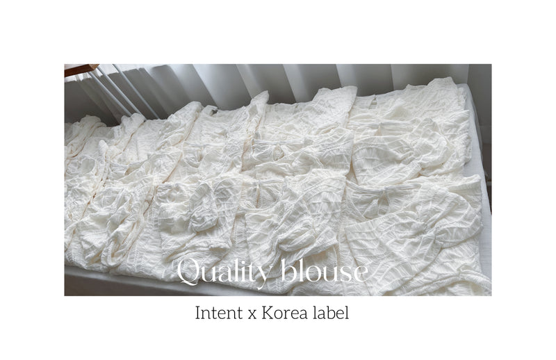 （intent x Korea 獨家款) Leaf Pattern Blouse 葉形紋理花邊手袖彈性上衣/ TP9124