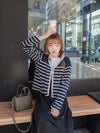 French Stripe Cardigan 法式精緻條紋金鈕小外套/ CD8141