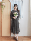 (限定熱賣重開❗) Rhombus Chiffon Dress 菱格雙百褶側束腰顯瘦連身裙/ DS9797 (pre-order 2月13日截單)