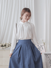 Round Edge Chiffon Blouse 圓角細領口雪紡上衣/ BU9088
