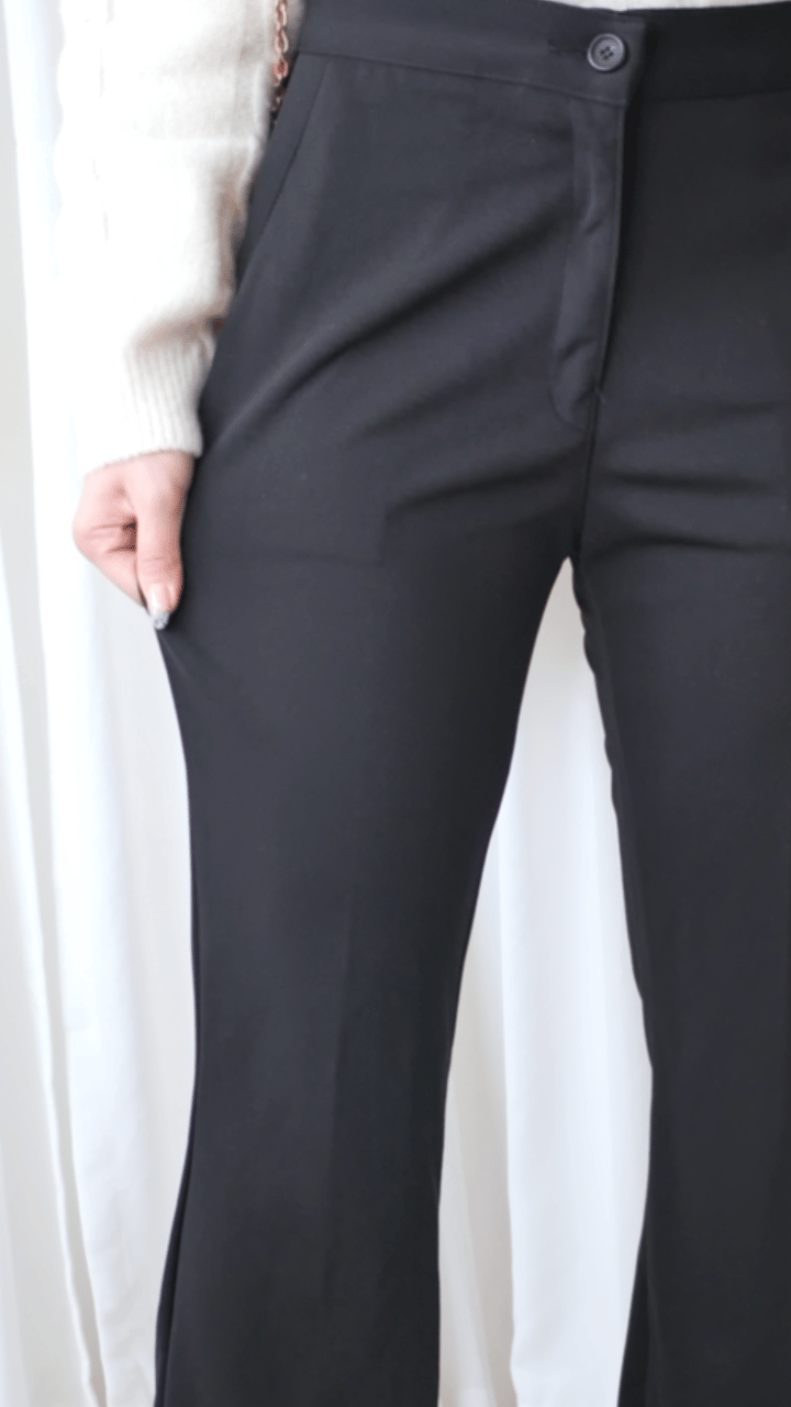 （推薦舒適改善腿形) Black Elastic Pants 全條彈性黑色顯瘦褲/ PT8450