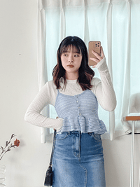 (一SET兩件) Knit Vest SET 彈性針織層次穿搭套裝/ TP9074