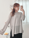 Long knit Top 左右開叉彈性薄線料顯瘦針織/ KT8177
