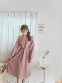 [限量現貨回歸]  Only Alice Dress 疊領日常優雅顯瘦弧腰線修腰連身裙/ DS9704
