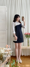 Navy Spliced Shirt Dress 深藍直條紋拼接恤衫裙/ DS9702
