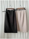（附送腰帶) Belt Skirt 簡潔腰身偏厚棉後開叉直身裙/ SK8854