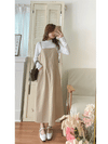 Casual Elegant Vest Dress 輕盈隨性感杏色仿皮吊帶裙/ DS9756