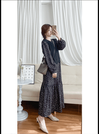 【現貨限量回歸 】Daisy Dress 拼針織背心Daisy印花傘連身裙/ DS9765