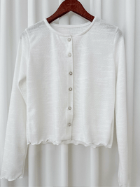 Girly Button Cardigan 精緻鈕扣木耳邊衣尾外套或上衣/ TP9095
