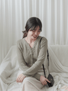 Strape Collar Knit Top 卡其杏軟糯特色綁帶線料上衣/ TP9096