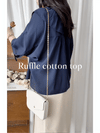 Ruffle Cotton Top 荷葉領口恤衫設計感棉上衣/ BU9095