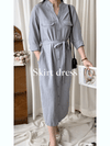 Shirt Dress 無領口恤衫口袋中袖連身裙或外套/ DS9860