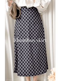 Rhombus Skirt 現代復古菱格雪紡A長裙/ SK8874