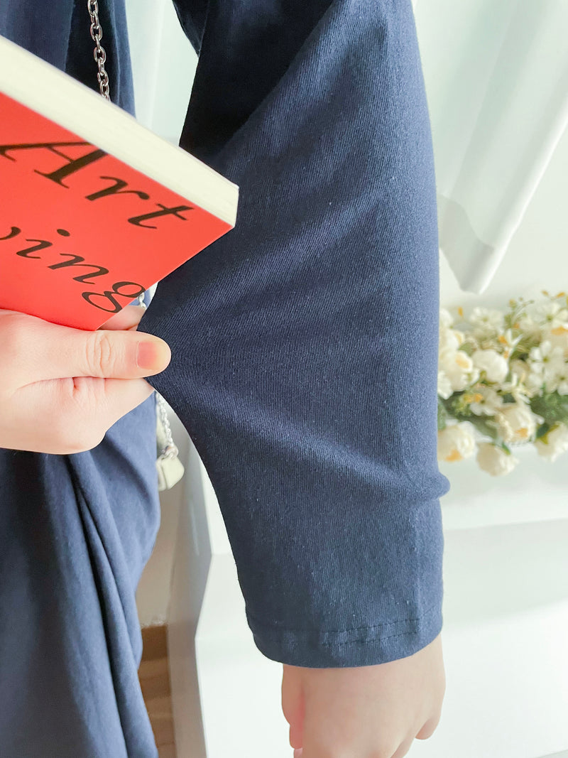 <<✈️𝔽𝔸𝕊𝕋 ℝ𝔼𝕊𝕋𝕆ℂ𝕂 best>> Navy Twist 深藍色側扭紋舒適棉質連身裙, Dress/ DS9356