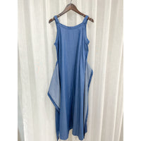 Denim, Dress 牛仔色微入肩寬鬆包式修腰連身裙/ DS9639