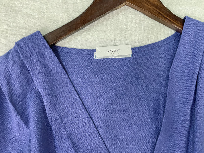 (超靚紫藍色) SlateBlue, Dress 紫藍內鈕扣包式裙擺寬鬆修身連身裙/ DS9640