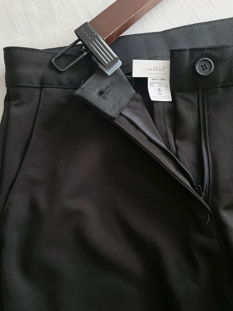 （推薦舒適改善腿形) Black Elastic Pants 全條彈性黑色顯瘦褲/ PT8450