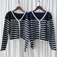 French Stripe Cardigan 法式精緻條紋金鈕小外套/ CD8141