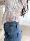 Blue Floral Blouse 藍色暈染彈性衣身上衣/ BU9100