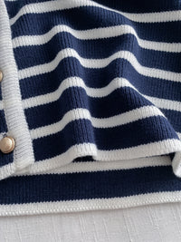 French Stripe Cardigan 法式精緻條紋金鈕小外套/ CD8141