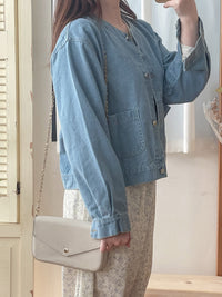 Denim Jacket 百搭圓領牛仔外套/  CD8144