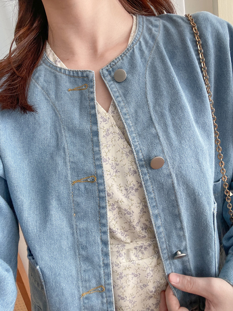 Denim Jacket 百搭圓領牛仔外套/  CD8144