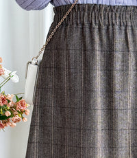 【intent X Korea label】 Houndstooth, Skirt 全橡筋腰斜格紋顯瘦半裙/ SK8857