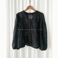 Black Rhombus 黑色菱格通花細緻衣邊上衣或外套, Top or Outer/ TP8918  (不設訂貨款)