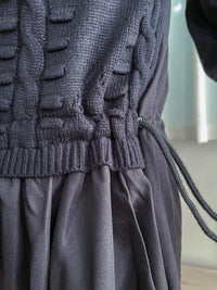 Knit Dress 設計感織紋拼布隨性連身裙/ DS9803