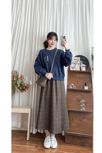 【intent X Korea label】 Houndstooth, Skirt 全橡筋腰斜格紋顯瘦半裙/ SK8857