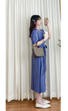 (超靚紫藍色) SlateBlue, Dress 紫藍內鈕扣包式裙擺寬鬆修身連身裙/ DS9640