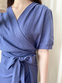 (超靚紫藍色) SlateBlue, Dress 紫藍內鈕扣包式裙擺寬鬆修身連身裙/ DS9640